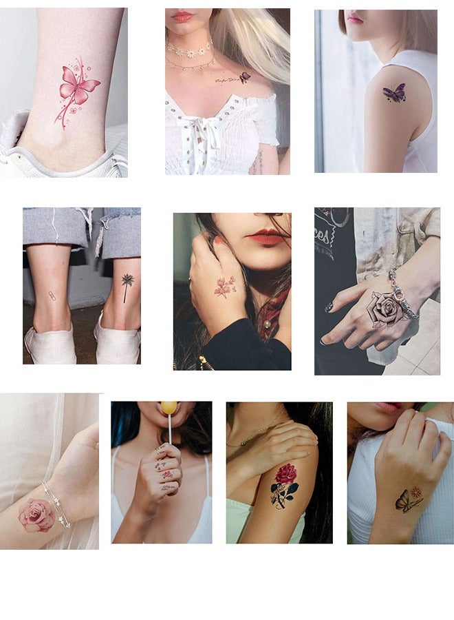Four pieces of waterproof temporary tattoos with erfly design in various shapes and colors - Image 2