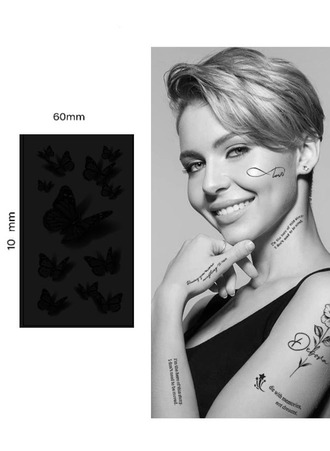 Four pieces of waterproof temporary tattoos with erfly design in various shapes and colors - Image 4