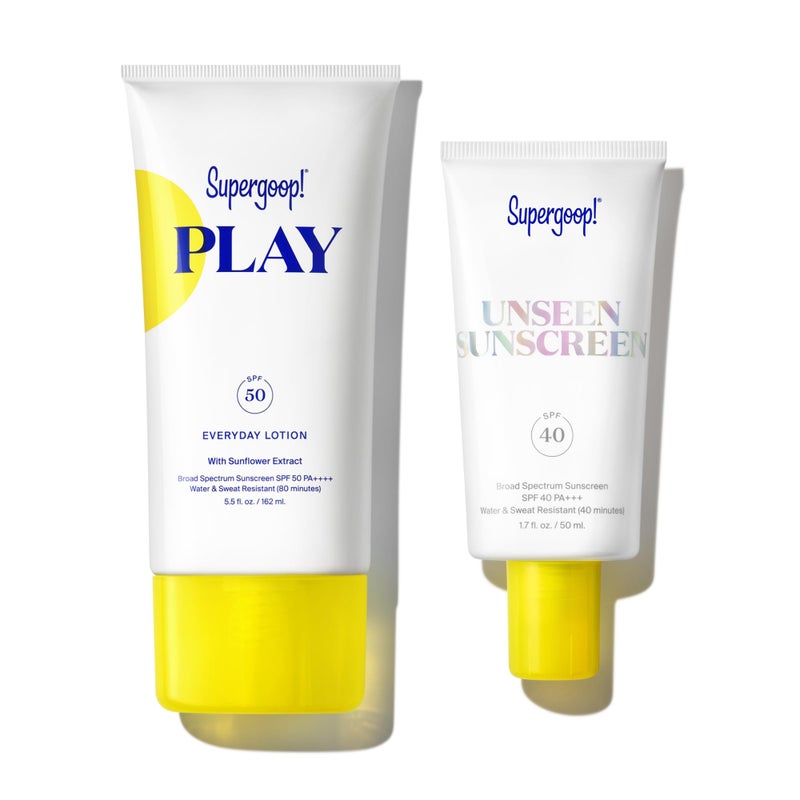 Supergoop! Most Loved Kit - Includes PLAY Everyday Lotion (5.5 oz) + Unseen Sunscreen (1.7 oz) - Broad Spectrum Sunscreen Recommended for Sensitive Skin - Great for Active Days - Image 1