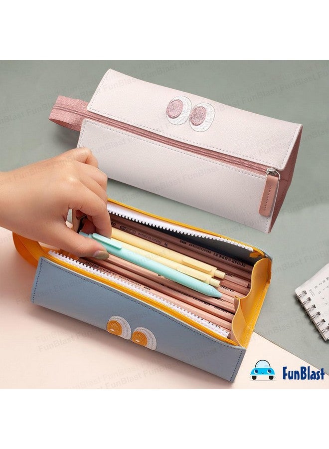 فنبلاست حقيبة أقلام فن بلاست للبنات - حقيبة لطيفة للبنات، حقيبة متعددة الأغراض بسحاب، حافظة أقلام كاواي، حقائب لطيفة للبنات، حقيبة جمالية للبنات، هدية إرجاع للأطفال (أبيض) - Image 4