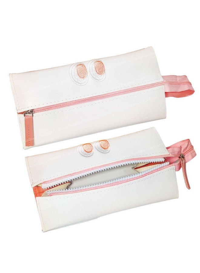 فنبلاست حقيبة أقلام فن بلاست للبنات - حقيبة لطيفة للبنات، حقيبة متعددة الأغراض بسحاب، حافظة أقلام كاواي، حقائب لطيفة للبنات، حقيبة جمالية للبنات، هدية إرجاع للأطفال (أبيض) - Image 1