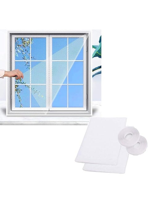 2 Pack Mosquito Net for Window,1.5mx1.3m DIY Anti Mosquito Net for Kitchen Window Net Mesh Screen Mosquito Mesh Curtain Protector Insect Bug Fly Mosquito Window Mesh Screen with 2 Rolls Tapes