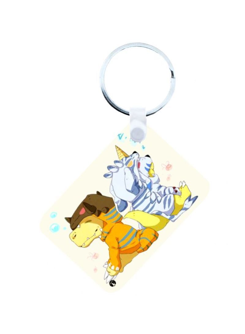 RKN Anime Digimon Printed Keychain White/Yellow/Blue