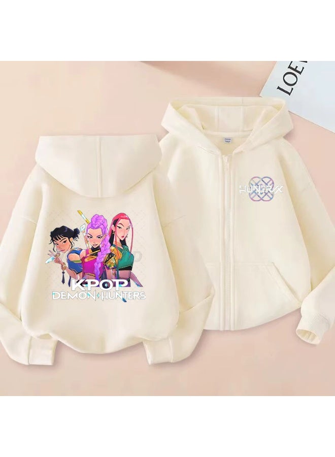 general KPop Korean-style printed fashionable boys' and girls' zip-up hooded sweatshirt for autumn and winter casual wear - Image 1