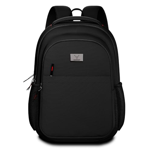 REDHORNS School Backpack with 15.6inch Laptop Holder and waterproof material For Men and Women â€“ College, Office, Business, School Bag - Black - Image 1