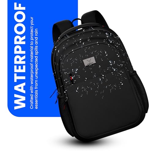 REDHORNS School Backpack with 15.6inch Laptop Holder and waterproof material For Men and Women â€“ College, Office, Business, School Bag - Black - Image 5