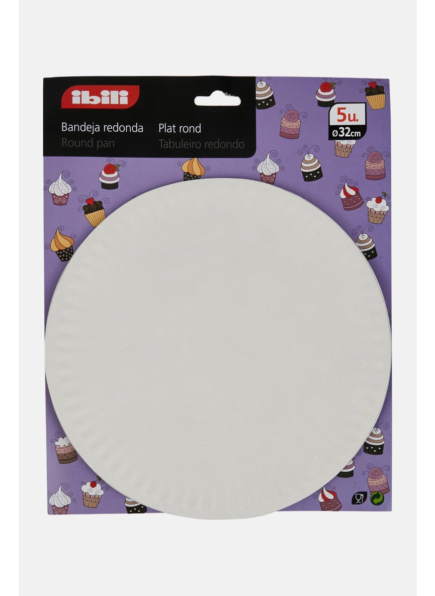 ibili 5 Piece Round Paper Plates, White  - Image 1