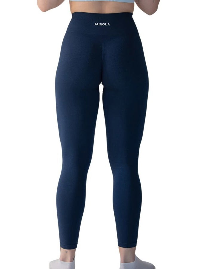 AUROLA Workout Leggings for Women Seamless Scrunch Tights Tummy Control Gym Fitness Girl Sport Active Yoga Pants, Tuxedo Blue, M - Image 2