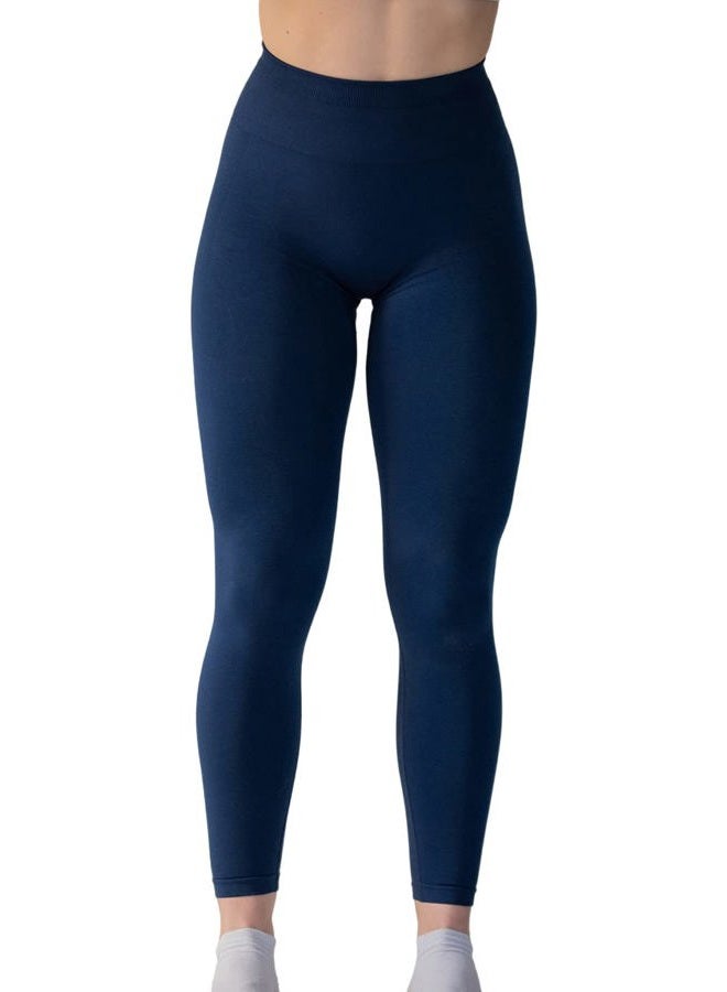 AUROLA Workout Leggings for Women Seamless Scrunch Tights Tummy Control Gym Fitness Girl Sport Active Yoga Pants, Tuxedo Blue, M - Image 4