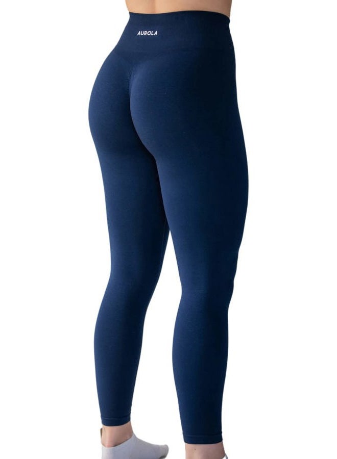 AUROLA Workout Leggings for Women Seamless Scrunch Tights Tummy Control Gym Fitness Girl Sport Active Yoga Pants, Tuxedo Blue, M - Image 1