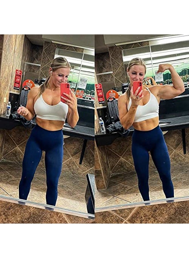 AUROLA Workout Leggings for Women Seamless Scrunch Tights Tummy Control Gym Fitness Girl Sport Active Yoga Pants, Tuxedo Blue, M - Image 5