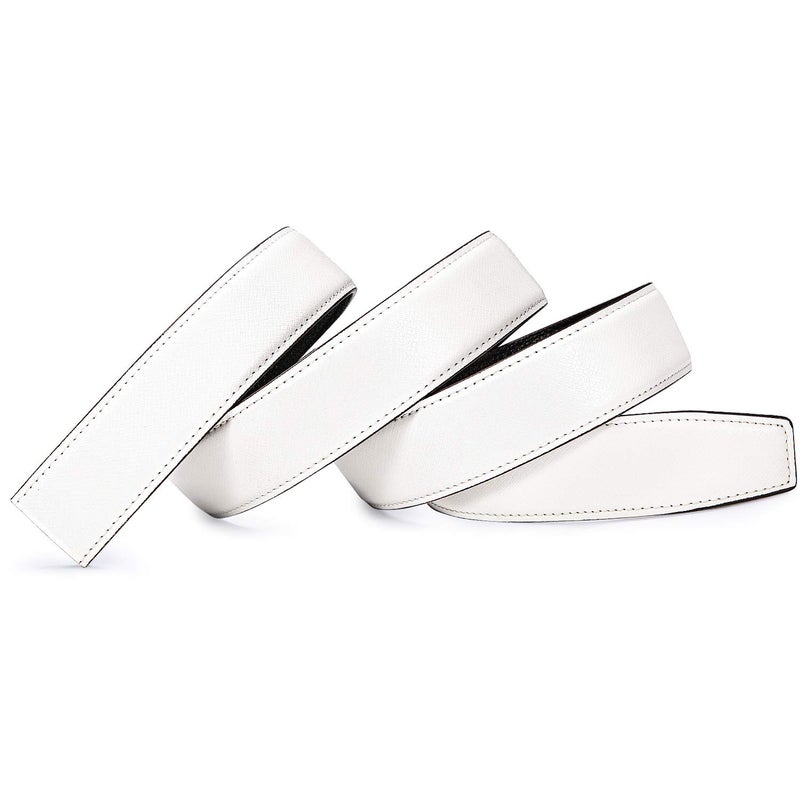 Dubulle Men's White Belt Silver Buckle Ratchet Genuine Leather Adjustable Belts Casual Dress Gift - Image 5