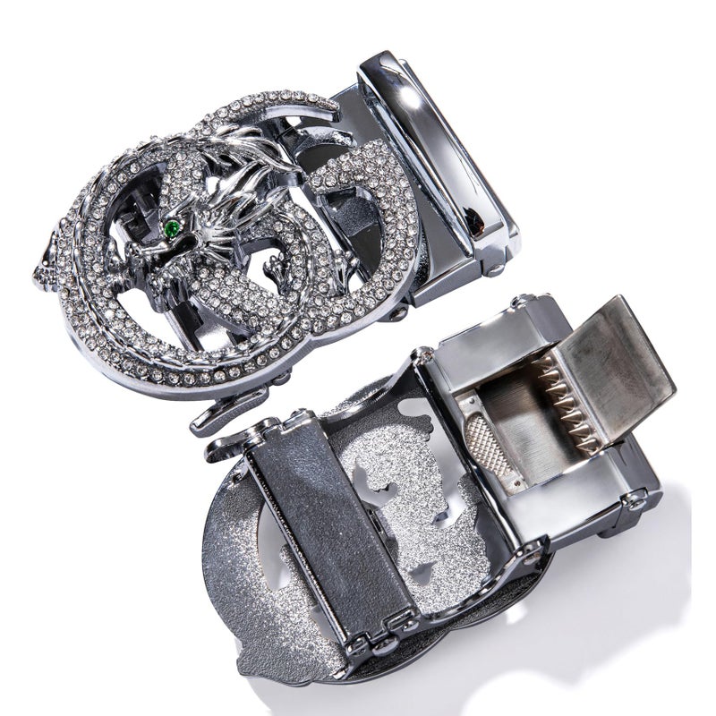 Dubulle Men's White Belt Silver Buckle Ratchet Genuine Leather Adjustable Belts Casual Dress Gift - Image 3