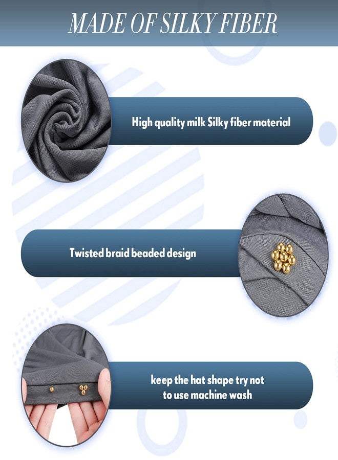 SATINIOR 9 Pcs Turbans for Women Braid Headscarf Hair Wrap Pre Tied Twisted Turbans Beanie Beaded Knotted Headband for Women - Image 4