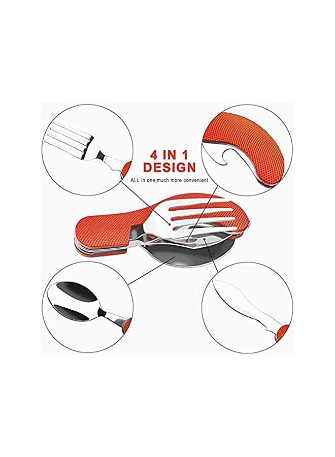 PROMASS 4-In-1 Bbq Camping Utensils, Multifuctional Tool, Such As Fork Spoon Knife Bottle Opener, Stainless Steel Folding Camping Cutlery Tool For Picnic Travel Bbq Outdoor & Backpacking - Image 2