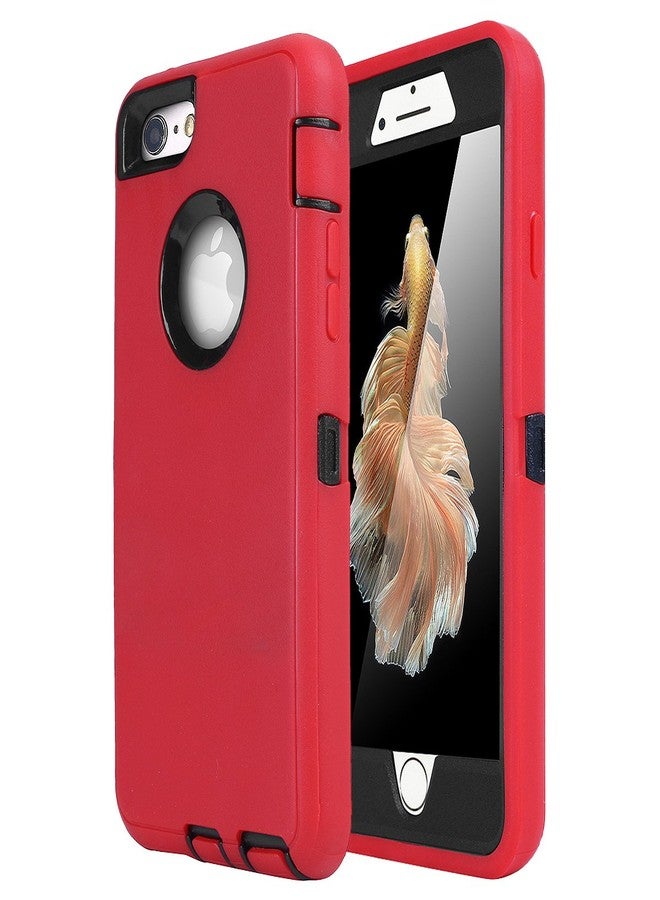 ايه اي كيس جراب AICase لهاتف iPhone 6، جراب iPhone 6S [شديد التحمل] واقي شاشة مدمج، غطاء متين 3 في 1 مقاوم للصدمات لهاتف Apple iPhone 6/6S (أسود/أحمر) - Image 1