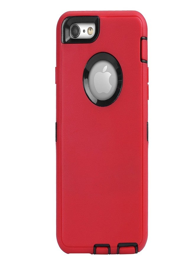 ايه اي كيس جراب AICase لهاتف iPhone 6، جراب iPhone 6S [شديد التحمل] واقي شاشة مدمج، غطاء متين 3 في 1 مقاوم للصدمات لهاتف Apple iPhone 6/6S (أسود/أحمر) - Image 2