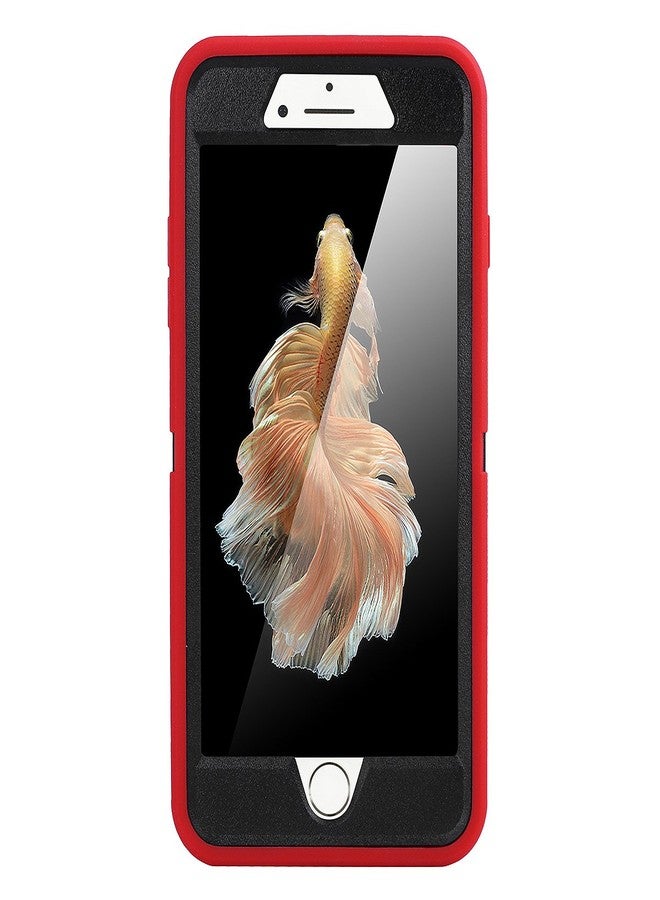 ايه اي كيس جراب AICase لهاتف iPhone 6، جراب iPhone 6S [شديد التحمل] واقي شاشة مدمج، غطاء متين 3 في 1 مقاوم للصدمات لهاتف Apple iPhone 6/6S (أسود/أحمر) - Image 3