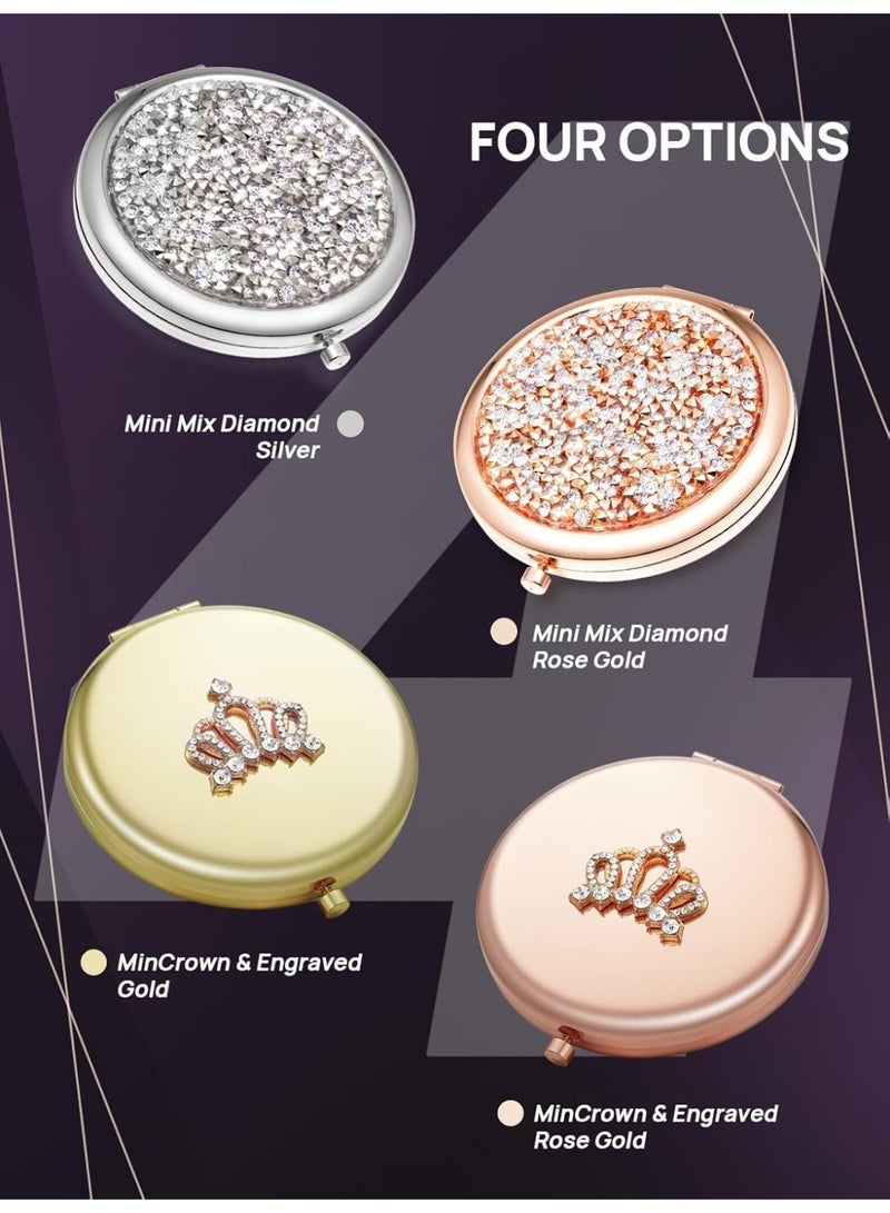 ChicAbode مرآة مكياج محمولة قابلة للطي بتكبير 1X/2X - مرآة معدنية صغيرة للسفر والمنزل ومحفظة - Image 4