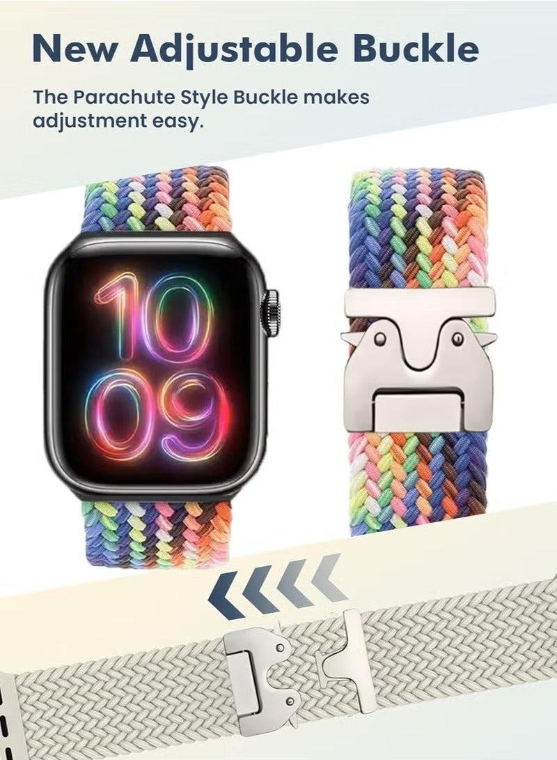 Braided Band Compatible with Watch Ultra 1/2 49mm 46mm 45mm 44mm 42mm for Women Men Made of Breathable Polyester,Parachute Style Buckle Straps for iWatch SE Series 10 9 8 7 6 5 4 3 2 1 SE - Image 4