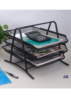 ELTRAZONE 3-Tier Metal Mesh File Organizer – Desk Tray for A4 Papers, Letters & Folders, Desktop Storage Solution for Office & Home Use, Durable & Stylish, Ideal for Organizing Workspace  - Image 1