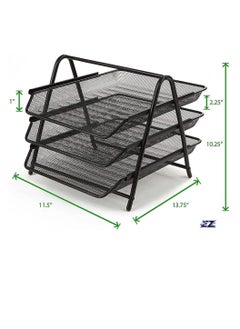 ELTRAZONE 3-Tier Metal Mesh File Organizer – Desk Tray for A4 Papers, Letters & Folders, Desktop Storage Solution for Office & Home Use, Durable & Stylish, Ideal for Organizing Workspace  - Image 2