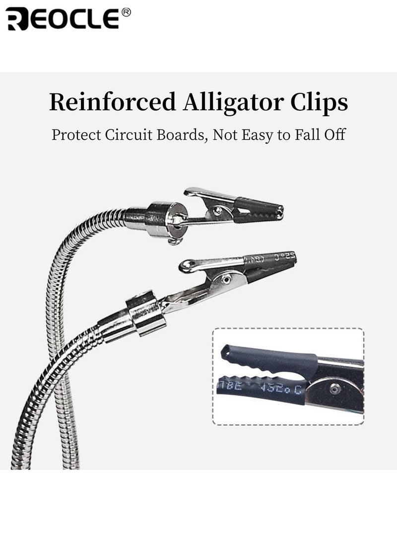 REOCLE Soldering Station Helping Hands with Magnifying Glass and Screwdriver Third Hand Solder Tool PCB Holder Heavy Duty Base Plate Four Flexible Arms for Soldering and Electronic Repair - Image 2