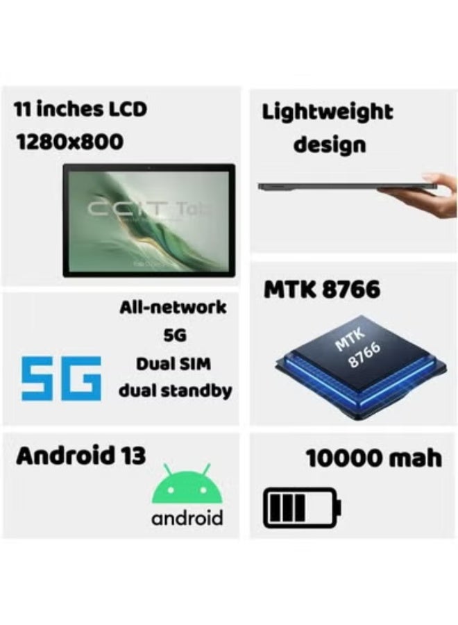 CCIT Tab 13Ultra Android 13 Tablet | 11" Full HD Display | 16-Core Processor | 5G Dual SIM | 8MP+24MP Cameras | 10000mAh Battery | 1TB TF Expandable Storage | Keyboard, Mouse, Stylus & Case Included – Blue - Image 2