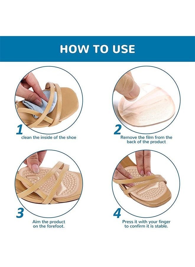High Heel Cushion Inserts Pads 4 Pairs Reusable Anti-Slip Shoe Pads Foot Insoles Blister