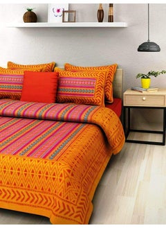 JAIPUR PRINTS 100 Cotton Double BedSheet for Double Bed with 2 Pillow Covers Set Queen Size Bedsheet Series 180 TC 3D Printed Pattern