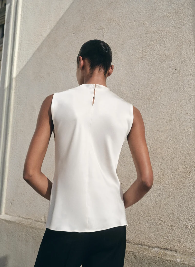 MANGO Satin blouse with draped neck