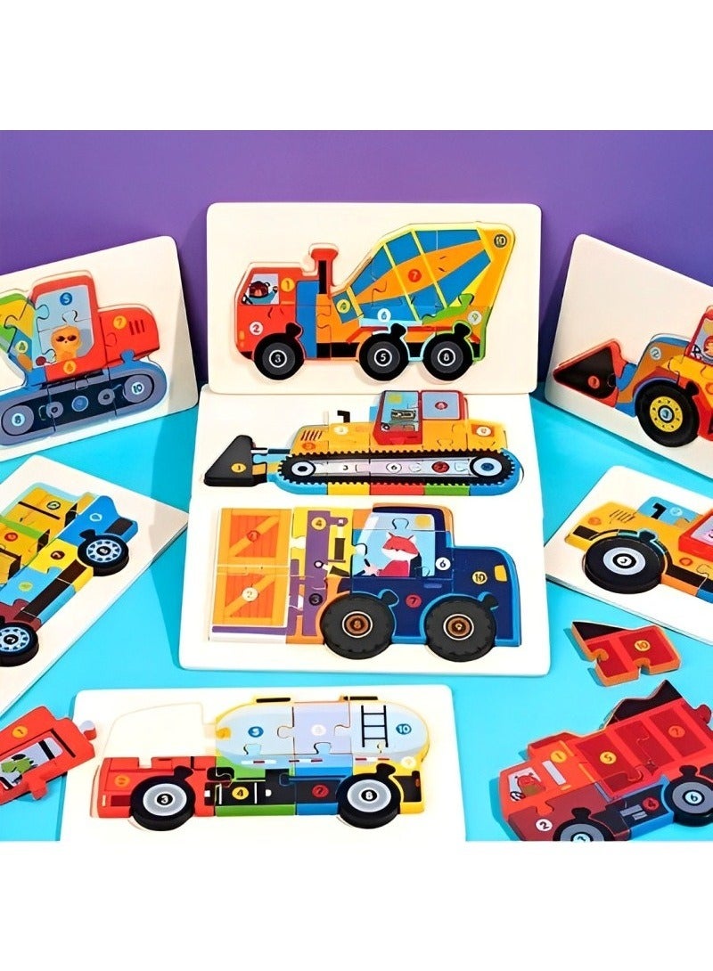 Wooden 3D Puzzles, Engineering Vehicles Style, Teacher Parents Teaching Support Tools, Attractive Colors and Patterns, Montessori Motor Skill Development Toys, Ideal Kids Gift (Lifting Rescue Style) - Image 3