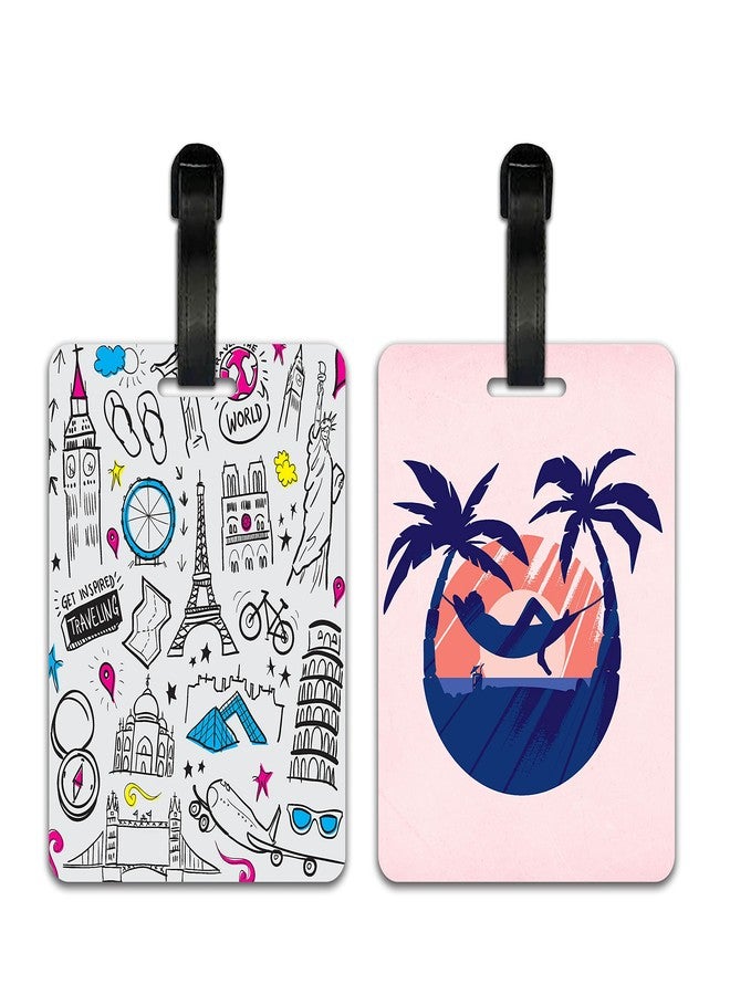 Plan To Gift Luggage Identification Tags for Bags/Backpacks and Suitcase with Funny Quote Messages (Beach with Travelling idea) - Image 1
