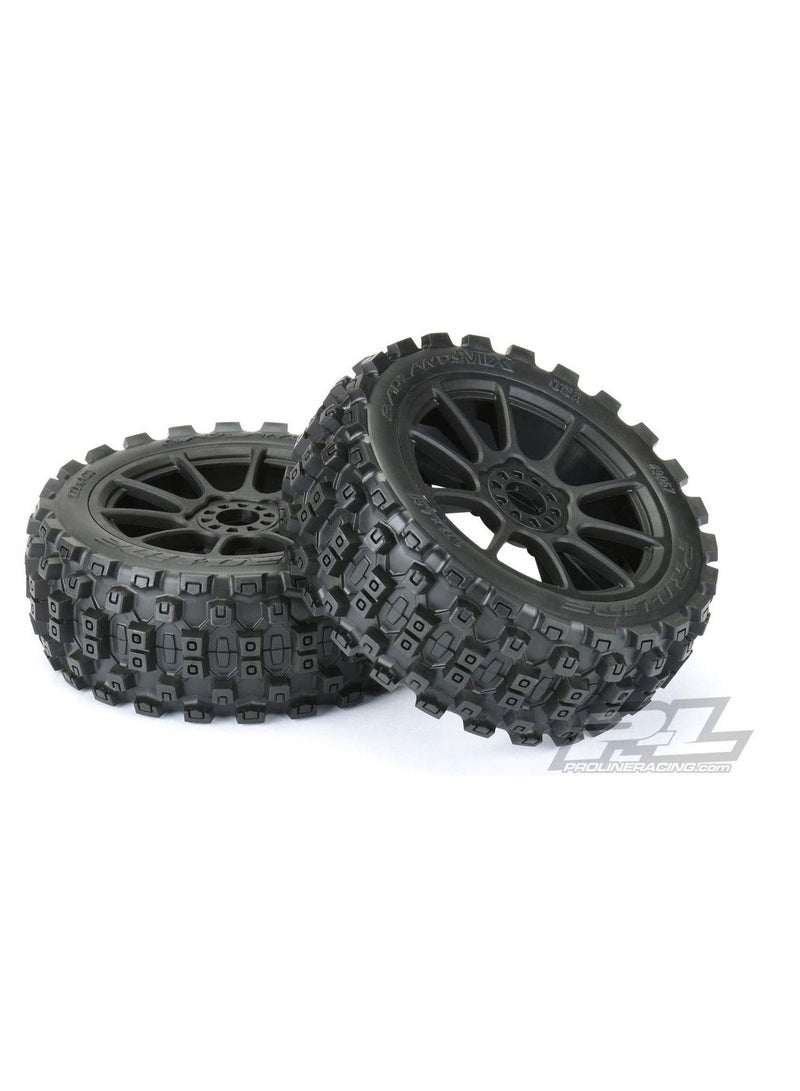 PROLINE 1/8 Badlands MX M2 Fr/Rr Buggy Tires Mounted 17mm Black Mach 10 (2) - Image 1