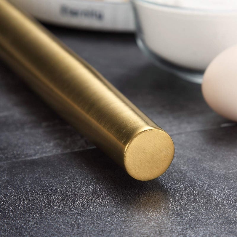 Berglander Gold Rolling Pin, 16.7 Inches Stainless Steel Matte Finish With Gold Titanium Plating Rolling Pin For Baking, Pizza, Dough, Pie, Cookie, Essential Kitchen Utensil Gift Ideas For Bakers. - Image 5