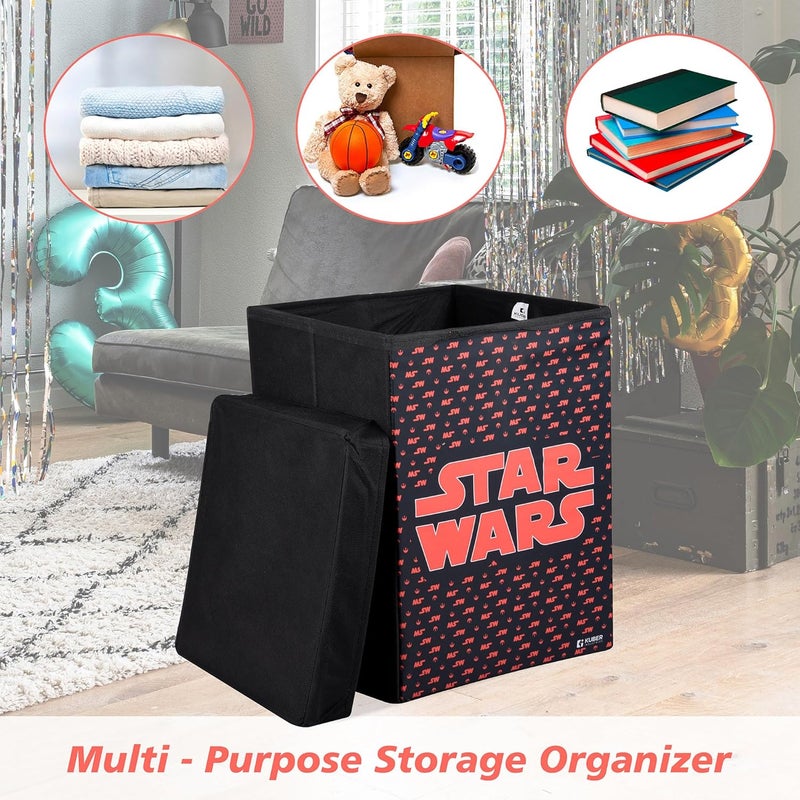 Kuber Industries Toy Storage Box | Laundry Basket for Toys | Folding Laundry Basket | Clothes Hamper with Lid & Handles | 60 LTR | Pack of 2 | Multicolor - Image 4