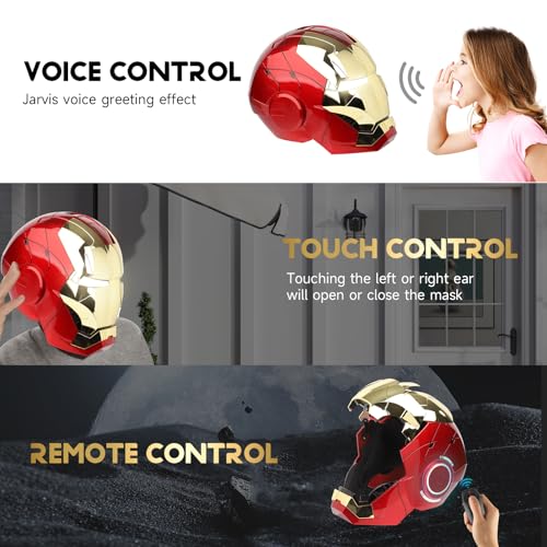 YONTYEQ Iron Hero MK 5 1:1 Wearable Helmet - Voice, Touch, and Remote Control with LED Eyes, Realistic Sound Effects, Perfect for Cosplay, Display, and Collectible Figures for Man and Teen - Image 2