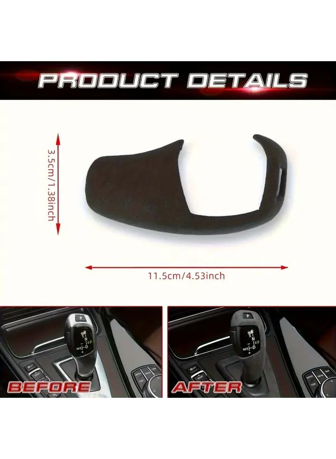 Black Alcantara Gear Shift Knob Cover for BMW Models 2009 2020 Non Slip Grip - Image 2