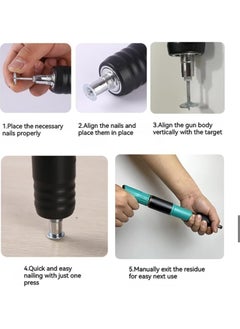 Generic Nail Wall Fastening Tool for Cement. Manual Steel Nail Gun with 10 Steel Nails. Manual Concrete Nail Guns for Carpentry, Home Decoration, Building Maintenance, and DIY Projects  - Image 4