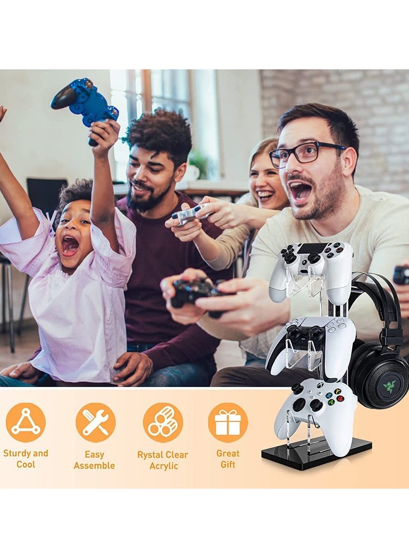 JoyousSto Universal 3 Tier Controller Holder and Headset Stand for PS4 PS5 Xbox ONE Switch, Controller Stand Gaming Accessories, Build Your Game Fortresses (Black) - Image 3
