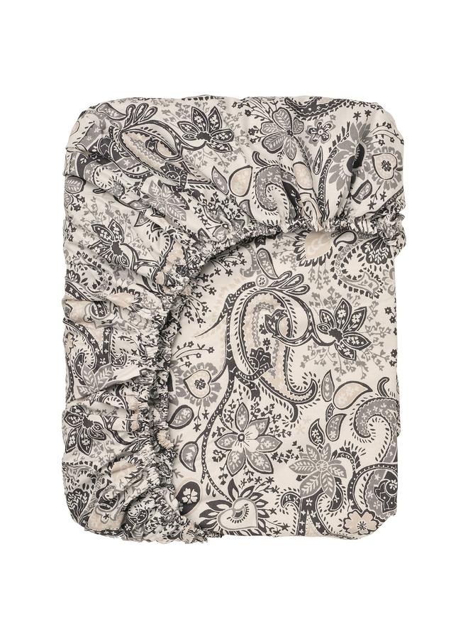 Zaboon Fitted sheet, grey/white, 180x200 cm - Image 1