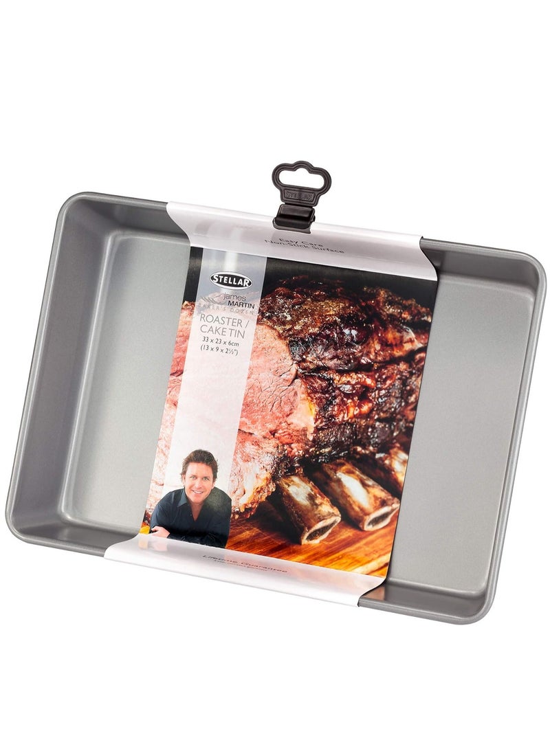 Stellar James Martin Non Stick Cake Tin/Roaster 33 x 23 x 6cm Stainless Steel 