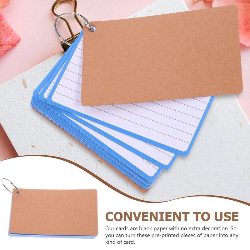 بطاقات فهرسة مسطرة مع حلقة 120 بطاقة DIY فارغة سميكة زرقاء ذات خطوط أفقية للاستخدام في المكتب والمدرسة والدراسة وأخذ الملاحظات - Image 3