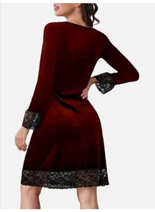 هنادى قميص نوم قطيفة ناعم – تصميم انثوي مريح وجذاب – وان سايز حتى 80 كيلو – HN 9080 - Image 2