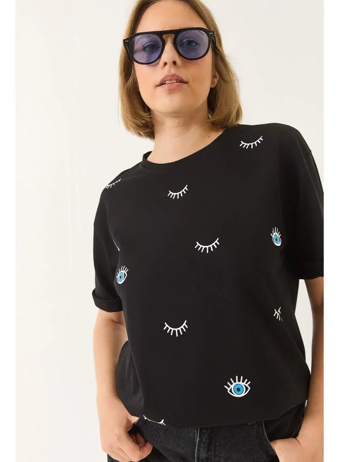 جينجر تيشيرت عين الشر بياقة دائرية