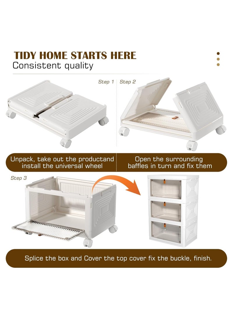 3 Tier Plastic Storage Bins with Lids, Stackable Storage Containers with Wheels, Folding Storage Boxes, Collapsible Storage Bins, Closet Organizers and Storage for Living Room,Office,Dorm - pzsku/ZCFF04AD9888AA1108005Z/45/_/1725525870/4be6dd94-3ee8-4a86-874b-527ee11f2e61