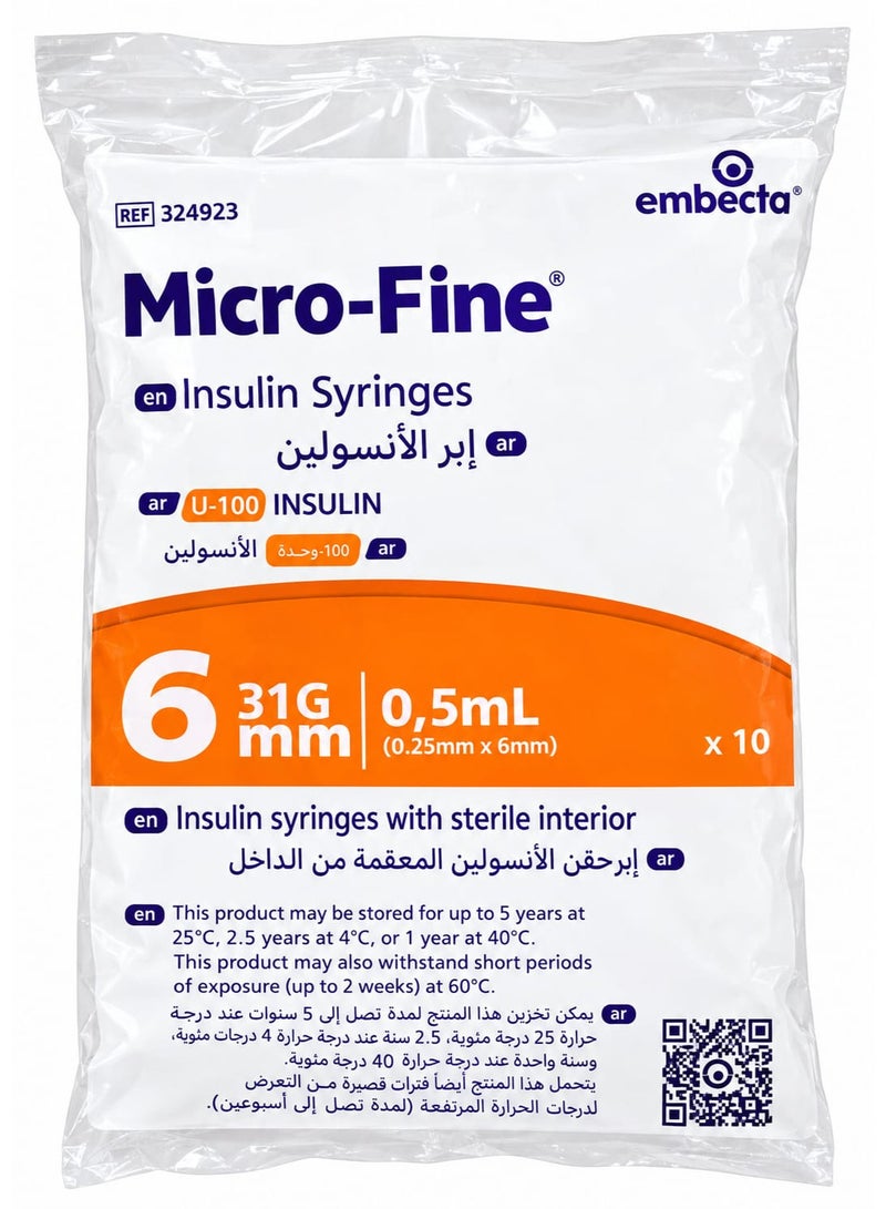 embecta Pack Of 2 Embecta Micro-Fine Insulin Injection 0.5 ml 6mm 10/pc - Image 2
