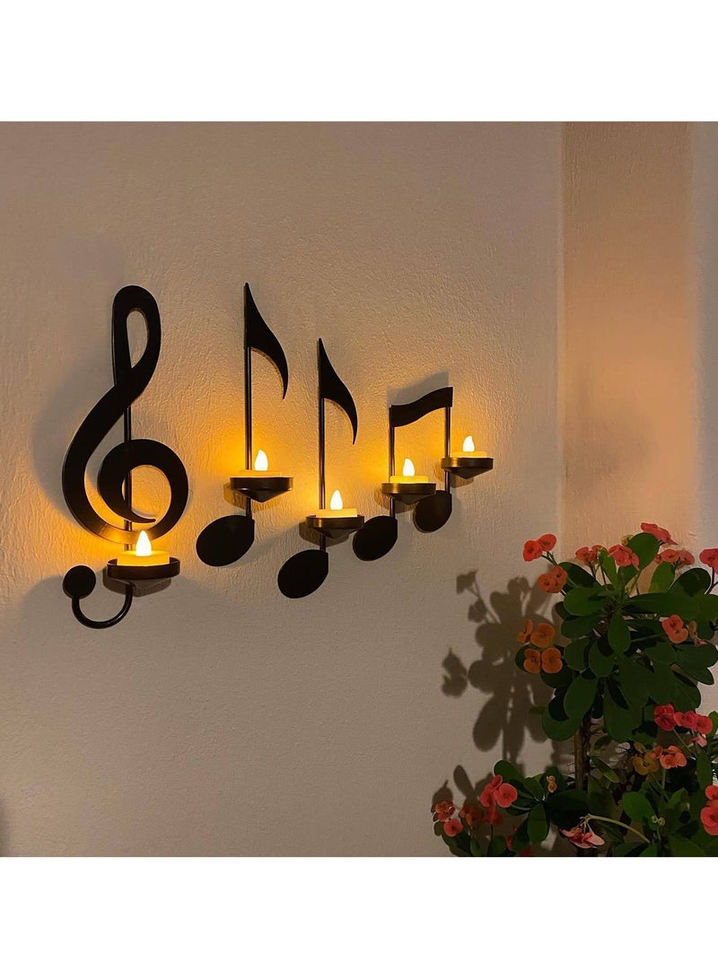 Bukela 4-Piece Candle Holder Stand , Musical Note Wall Candle Holders For Wedding Home Living Room Decoration Candle Holder, Hanging Wall Art, Living Room Decor, Room Decor, Wall Decor - Image 1