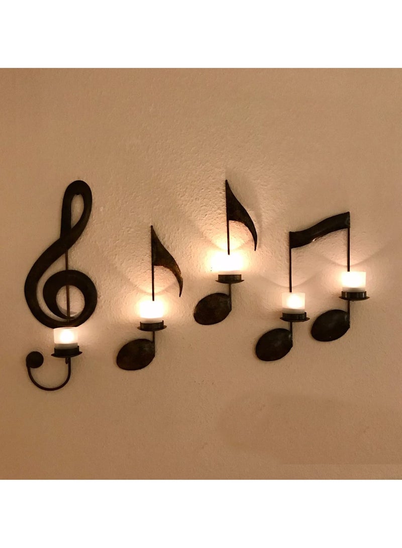 Bukela 4-Piece Candle Holder Stand , Musical Note Wall Candle Holders For Wedding Home Living Room Decoration Candle Holder, Hanging Wall Art, Living Room Decor, Room Decor, Wall Decor - Image 2