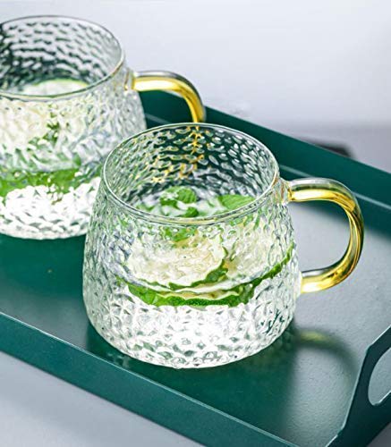 FitsFlair 400 ML Glass Tea or Coffee Cup Set for Green Tea hot Coffee Lemon Tea Herbal Tea Borosilicate Glass with Premium Look Handle Set of 2 - Image 1